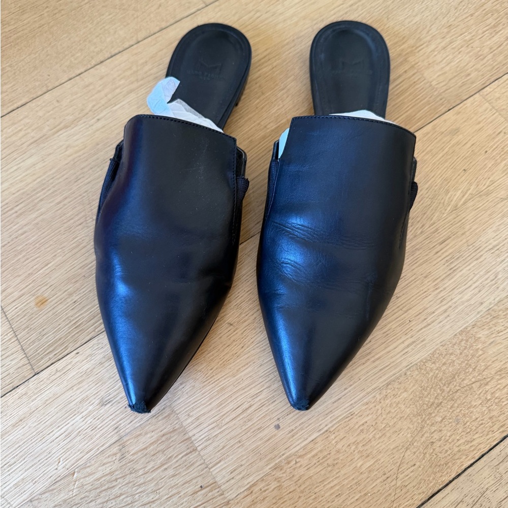 Marc Fisher Black Leather Mules